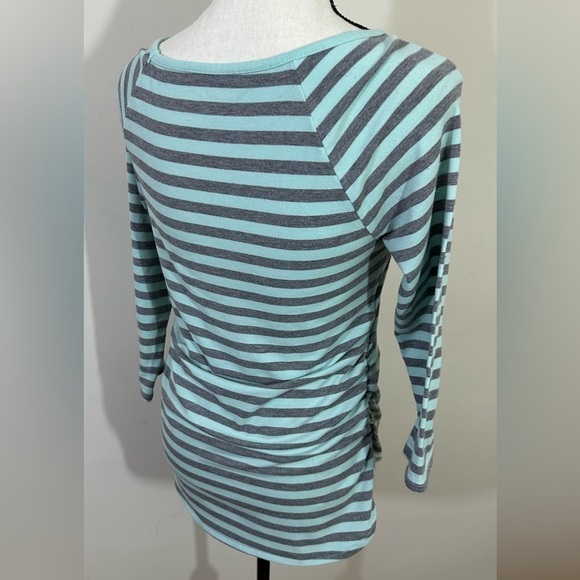 Liz Lange Maternity sz med top knit gray and lite green stripe - Picture 10 of 13